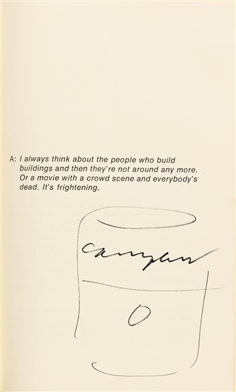 WARHOL, ANDY. The Philosophy of Andy Warhol. Signed ten times (AW or Andy Warhol), and Inscribed twice, to American actress Sylvia